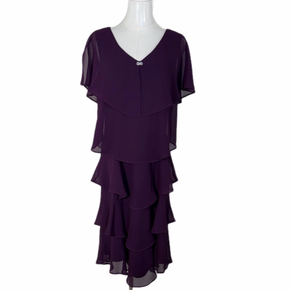 Patra Purple Layered Tiered Chiffon Fairy Dress with Rhinestone Detail Size 8
